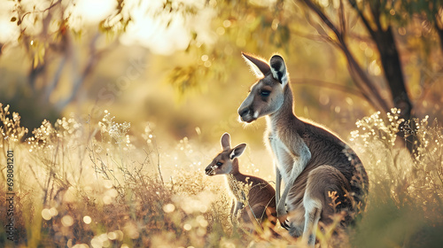 kangaroo in the wild savannah 