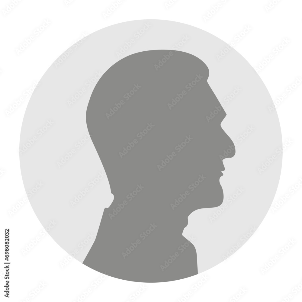 Vector illustration. Gray silhouette of a elderly man on a white background. Suitable for social media profiles, icons, screensavers and as a template.