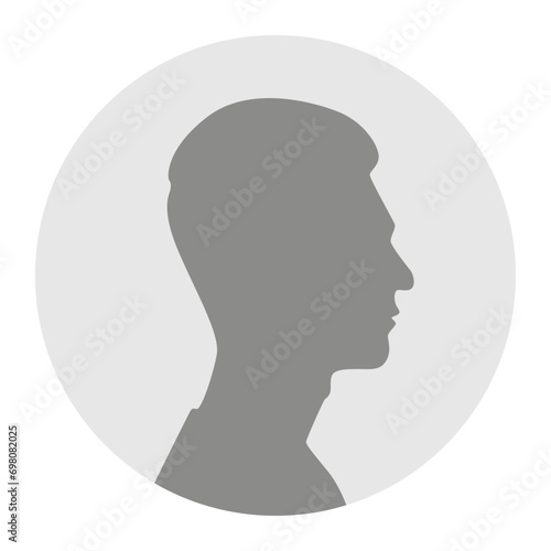 Vector illustration. Gray silhouette of a teen boy on a white background. Suitable for social media profiles, icons, screensavers and as a template. © TA Sydoruk