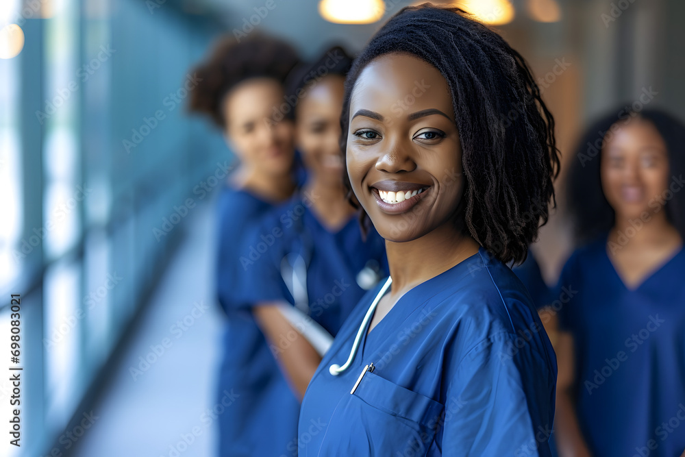 portrait of smiling black female nurses in hospital portrait of smiling black female nurses in hospital