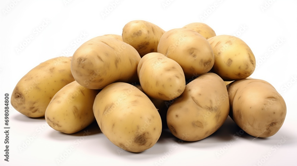 A vibrant pile of fresh, assorted potatoes in various shapes, sizes, and colors A vibrant pile of fresh, assorted potatoes in various shapes, sizes, and colors