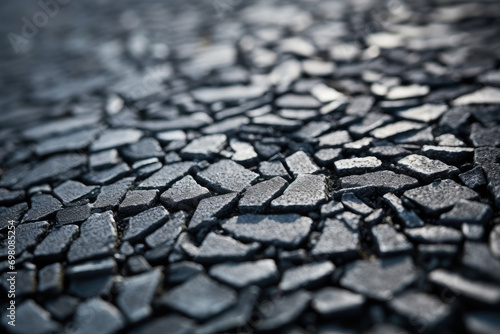 Selective focus Cracked roughness danger asphalt road for Road safety awareness.