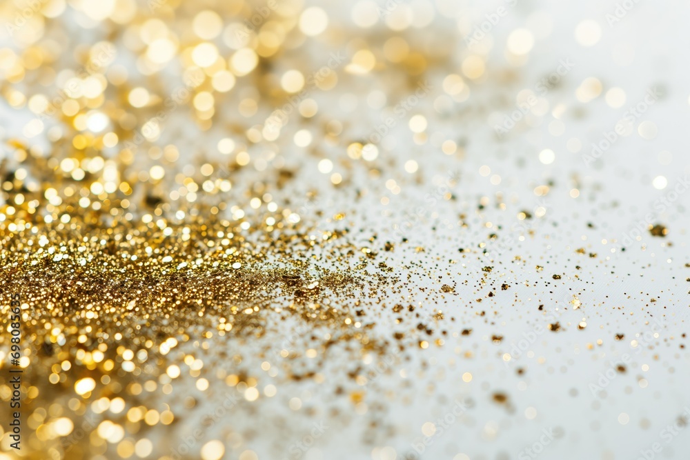 Elegant and luxurious white background with shimmering gold glitter accents, exuding sophistication and high-end style Elegant and luxurious white background with shimmering gold glitter accents, exuding sophistication and high-end style