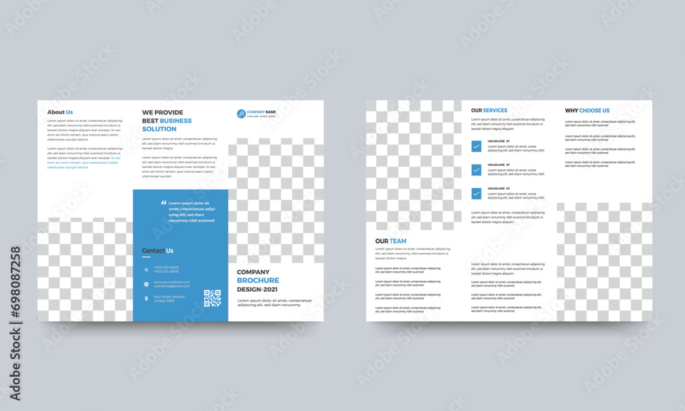 blue color square shape business trifold Leaflet Brochure template design. blue color square shape business trifold Leaflet Brochure template design.