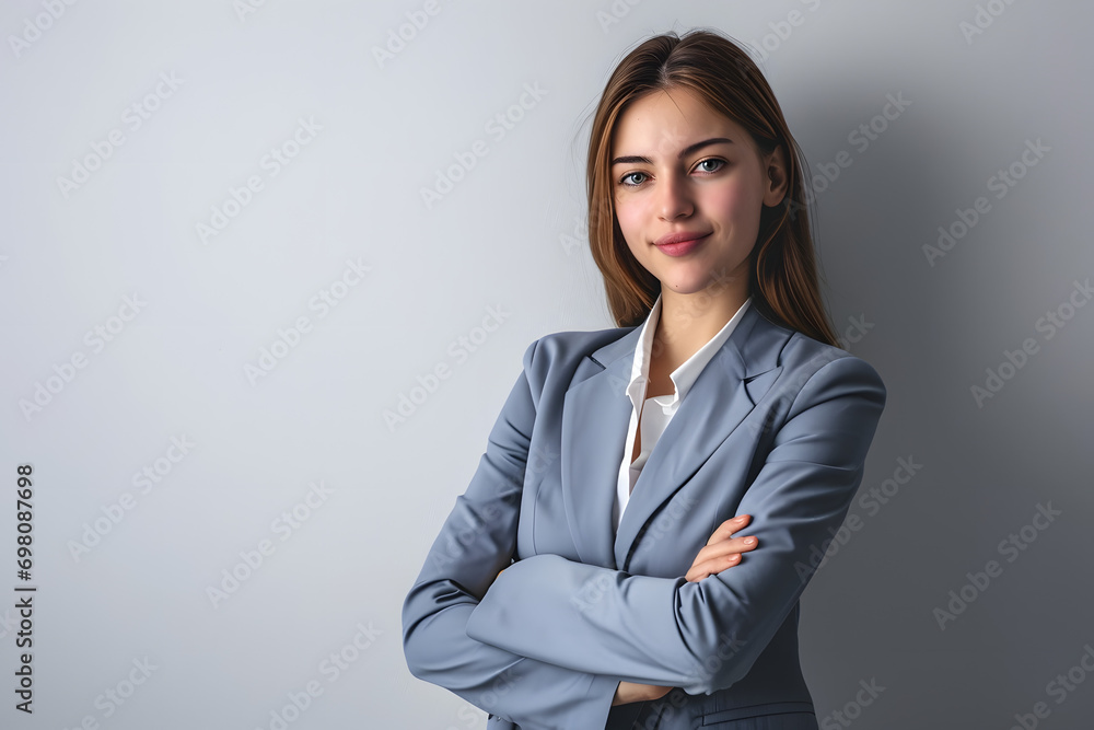 business woman with her arms crossed up