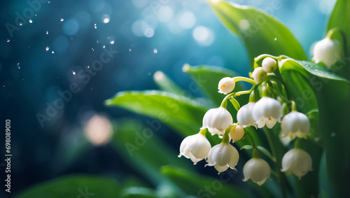 Beautiful delicate  lily of the valley flower close up