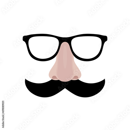 Obraz na płótnie Fake nose and glasses humor mask vector illustration. Disguise glasses, nose and mustache. Funny glasses w salonie