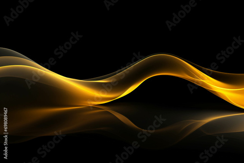 curved yellow neon light wave. © Gun