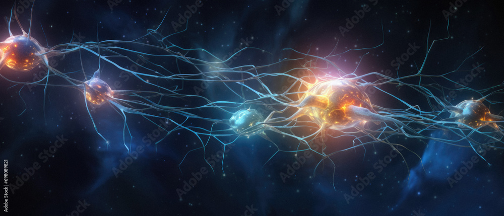 Neuron cell and neurons in brain, nervous system concept, computer generated Neuron cell and neurons in brain, nervous system concept, computer generated