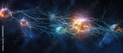 Neuron cell and neurons in brain, nervous system concept, computer generated