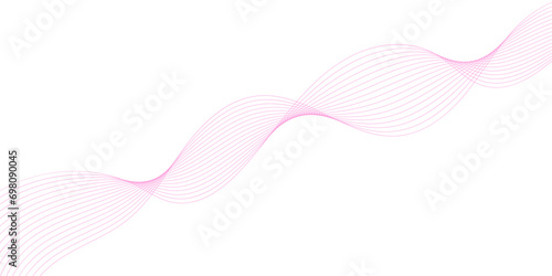  Abstract background with waves for banner. Medium banner size. Vector background with lines. Element for design isolated on white. Pink color. Beauty, girls. Valentine's Day