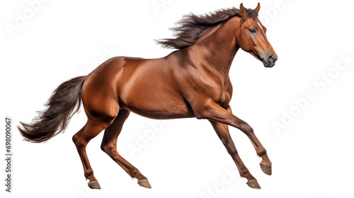 Brown horse running with grace on transparent background PNG