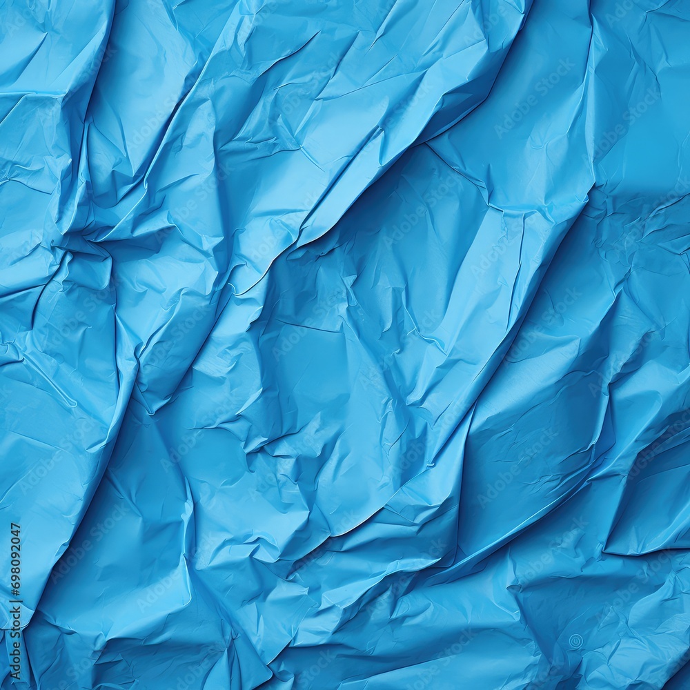 Fototapeta premium Azure Elegance: Blue Crumpled Paper Background
