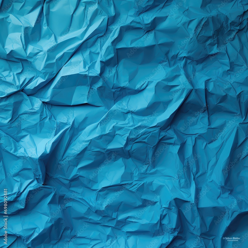 Blue Ripples: Wrinkled Sheet of Blue Paper Textured Backdrop