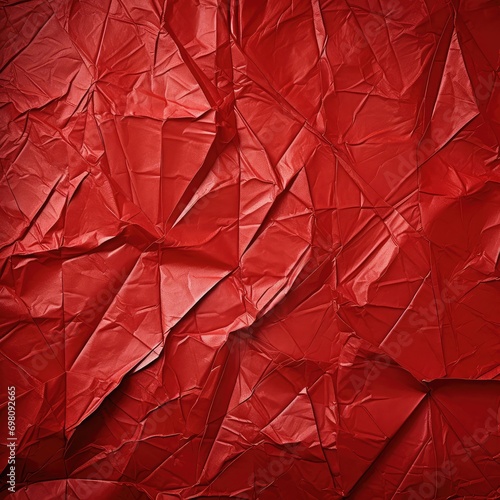 red backgroundScarlet Story: Red Paper Crumpled with Visible Creases and Scuffs Photo Background"