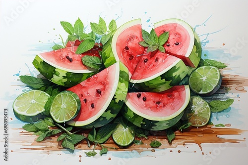 Wassermelonenscheiben, made by AI photo