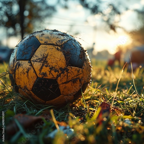 Matschiger Fußball, made by AI photo