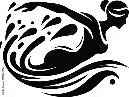 Female Swimmer Silhouette Vector for Competitive Sports