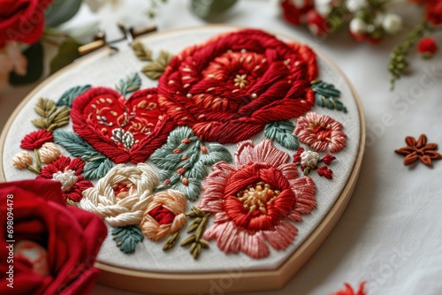 Valentine day embroidery design