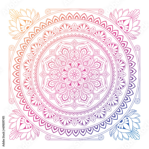 Square graident Floral mandala Ornament Pattern design vector illustration photo