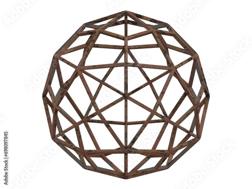 Wireframe Shape Deltoidal Hexecontahedron 3D print model