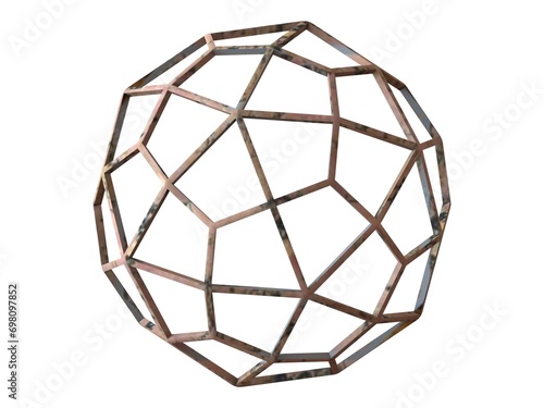 Wireframe Shape Deltoidal Hexecontahedron 3D print model photo