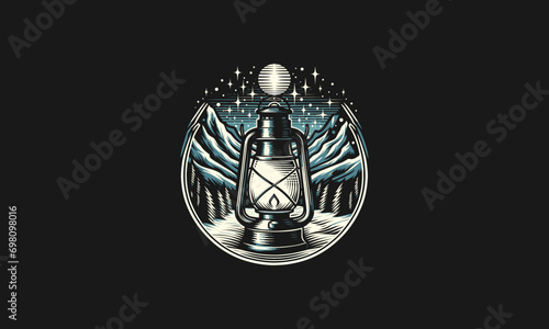 lantern in the middle of the forest vector artwork design