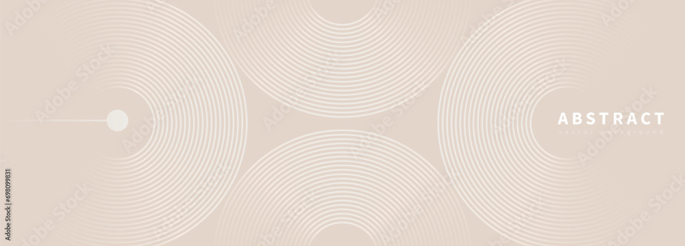 Beige delicate abstract geometric vector background with circular lines. - obrazy, fototapety, plakaty 