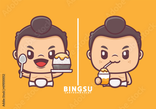 cute cartoon sumo with bingsu