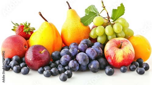 Ripe fruits isolated on white background