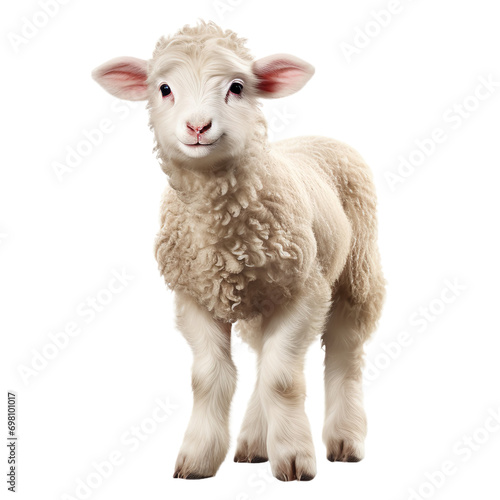 Baby sheep standing  isolated on transparent or white background