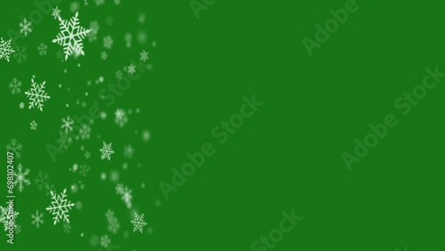 Vector snow movement footage, with green screen background, suitable for, transitions, slides, intros, outros, openings, etc. photo