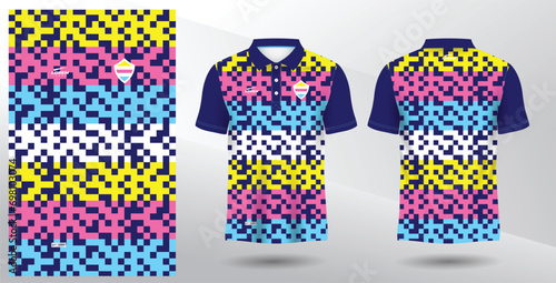 colorful blue pink and yellow polo sport sublimation jersey template