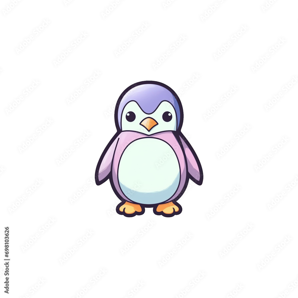 A cartoon penguin on a transparent background, cutest sticker illustration, highly detailed character design, pastel color, die cut sticker, sticker concept design. A cartoon penguin on a transparent background, cutest sticker illustration, highly detailed character design, pastel color, die cut sticker, sticker concept design.