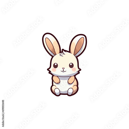 A cartoon  rabbit on a transparent background, cutest sticker illustration, highly detailed character design, pastel color, die cut sticker, sticker concept design. © MINHO