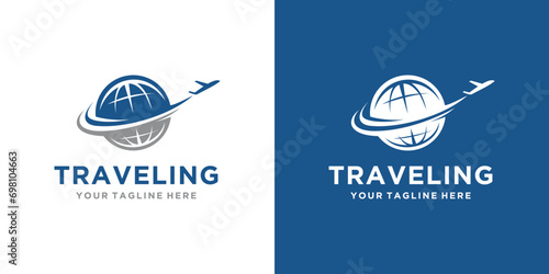 Holiday season and airline holiday travel agency logo. creative logos for businesses and airline ticket agents, holidays and companies.