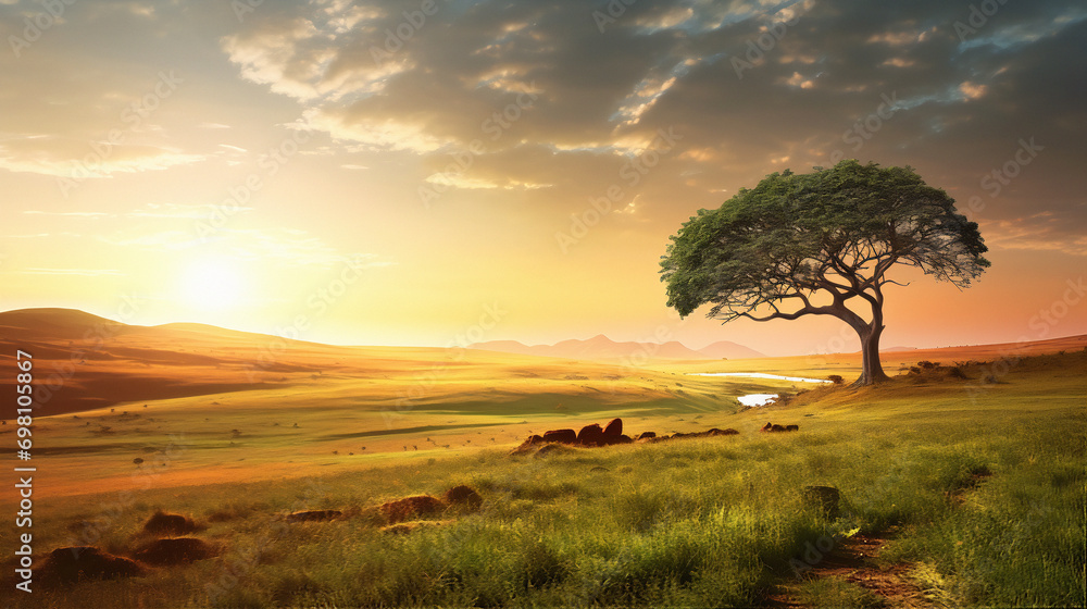 Obraz premium sunset in the savannah