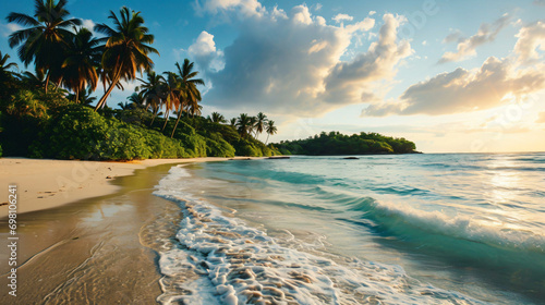 beach with coconut trees © daniel