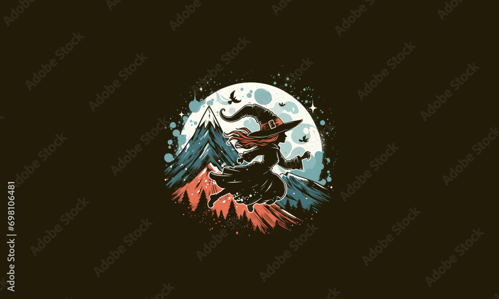 witch running on mountain vector artwork design witch running on mountain vector artwork design