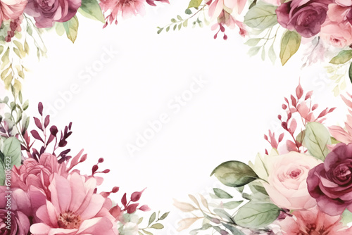 Watercolor floral Borders background for wedding  greetings card  stationary and fashion posters 