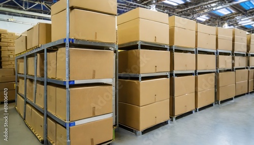 Indoor Packing Stations in Fulfillment Center. Generated with AI