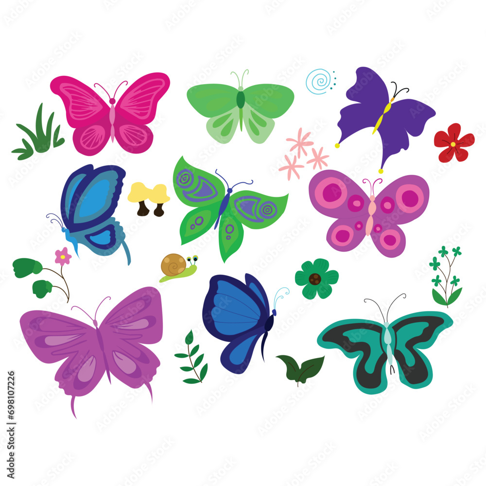 set of butterflies set of butterflies