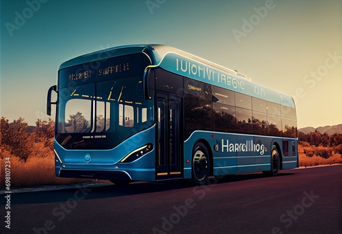 A hydrogen fuel cell bus concept. Generative AI