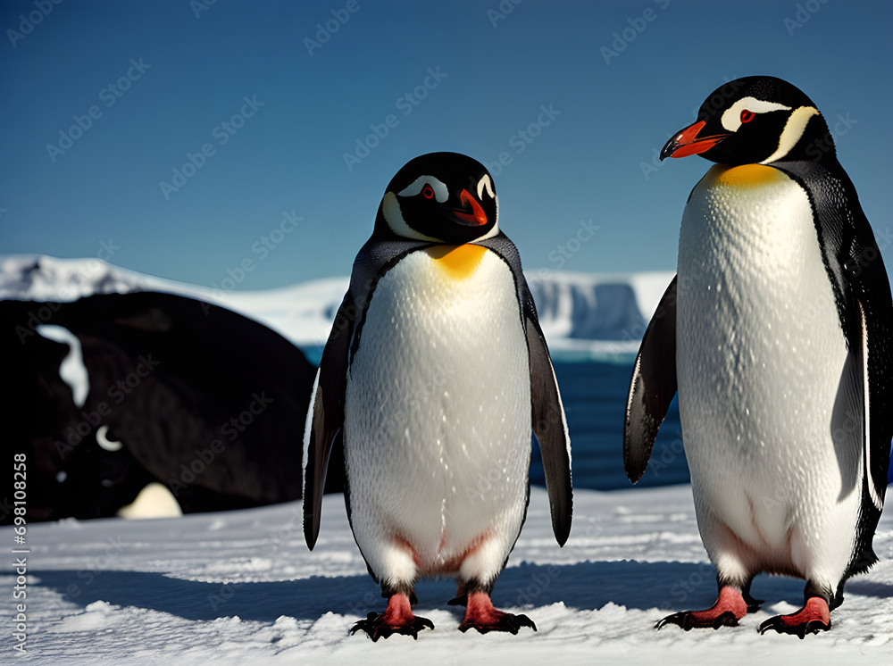 Fototapeta premium Penguin Antarctica Gothic Kodachrome detailed high quality.