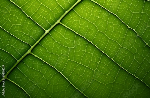 AI illustration of a closeup of a glossy green leaf.