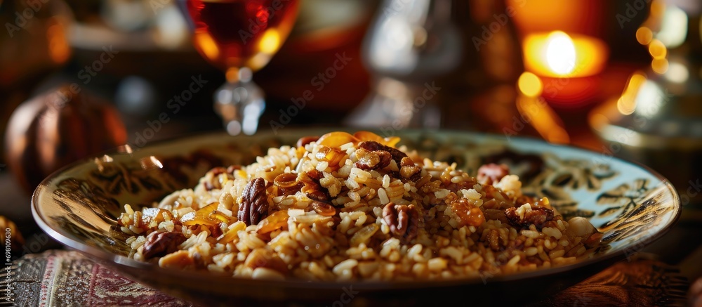 Sweet pilaf with nuts, a Ukrainian dish made for Orthodox Christmas.