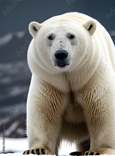 Detailed high quality polar bear Antarctica steampunk