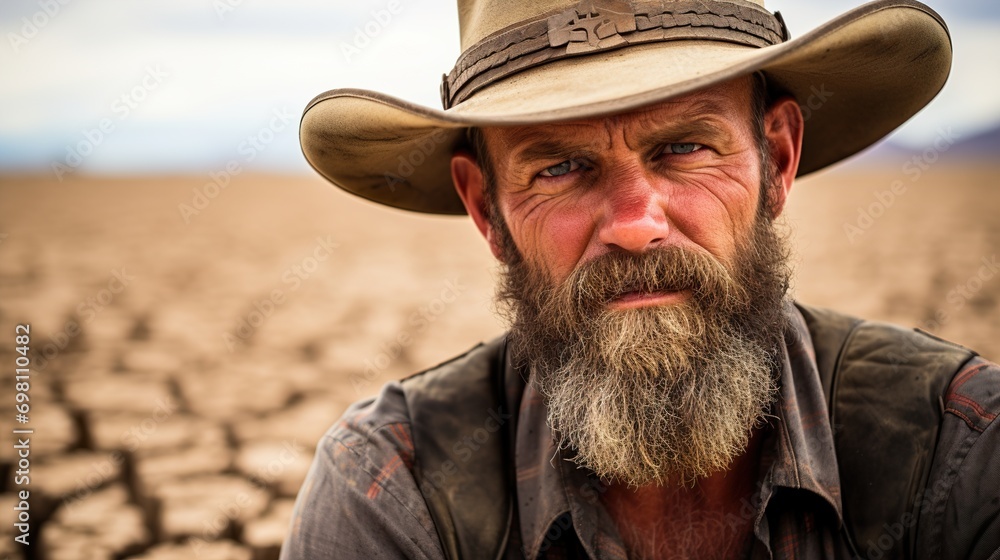 Fototapeta premium portrait of a cowboy in a field
