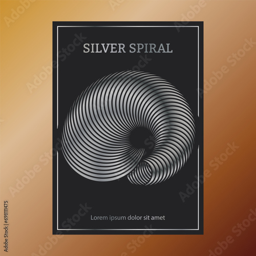 The silver spiral. A design template for the design of a cover, banner, poster. A luxurious composition for interior design, decorations and creative ideas