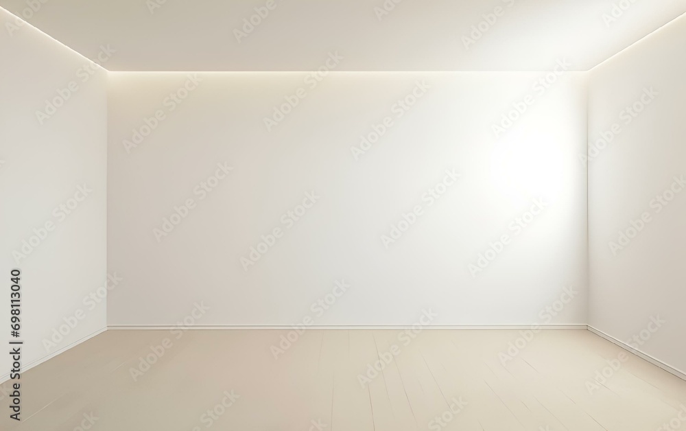 Fototapeta premium AI generated illustration of a sparsely decorated room featuring white walls.